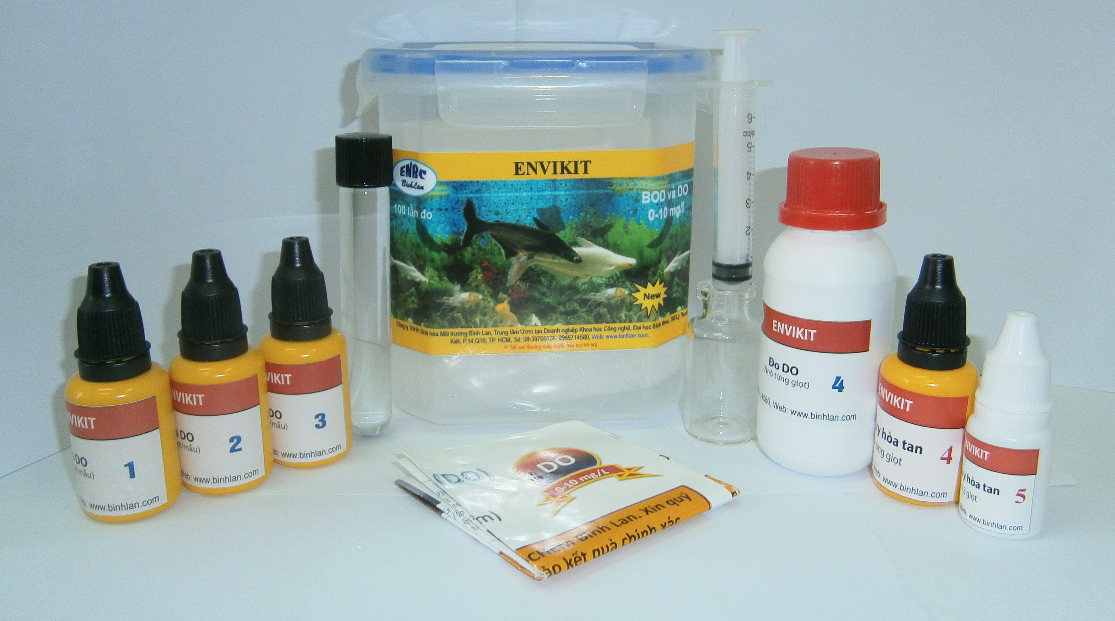 Test kit đo ôxy hòa tan, 0 - 12 mg/l, tăng mỗi 0,2 g/l.